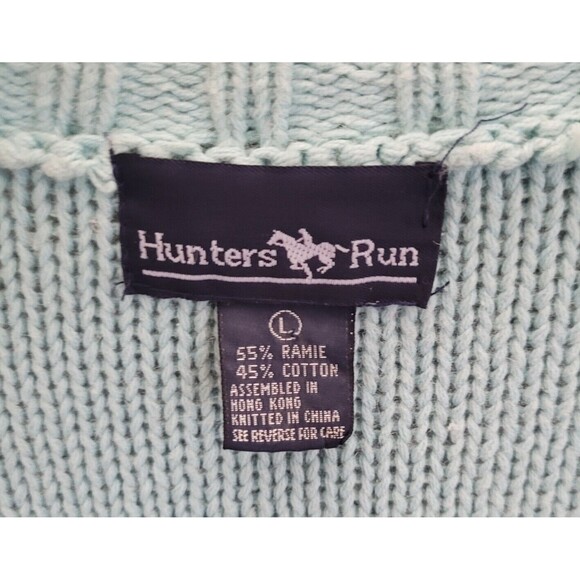 Vintage Hunters Run Cardigan Sweater Womens Large Blue Cable Knit Academia - Picture 10 of 10